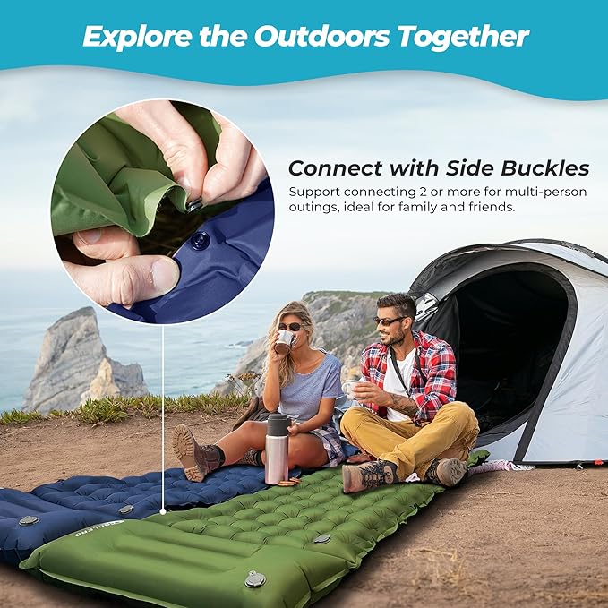 Sleeping Pad for Camping 4in Thick Insulated Sleeping Pad for Winter Ultralight Inflatable Camping Mattress with Adjustable Pillow Compact Built-in Foot Pump Sleeping Mat for Backpacking
