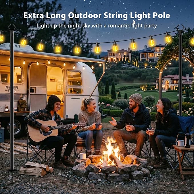 LETIANPAI 8 Pack String Light Poles10 FT Metal Poles with Fork for Outdoor String LightsOutdoor Light Poles with ForkPoles/Post/Stand for Outside