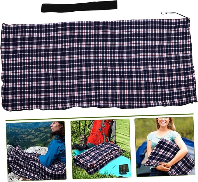 Kisangel Lightweight Adult Camping Liner Fleece Sleeping Sack for Outdoor Indoor Use Warm Portable Sleep Pad for Hiking Picnics Concerts and to Carry and Design