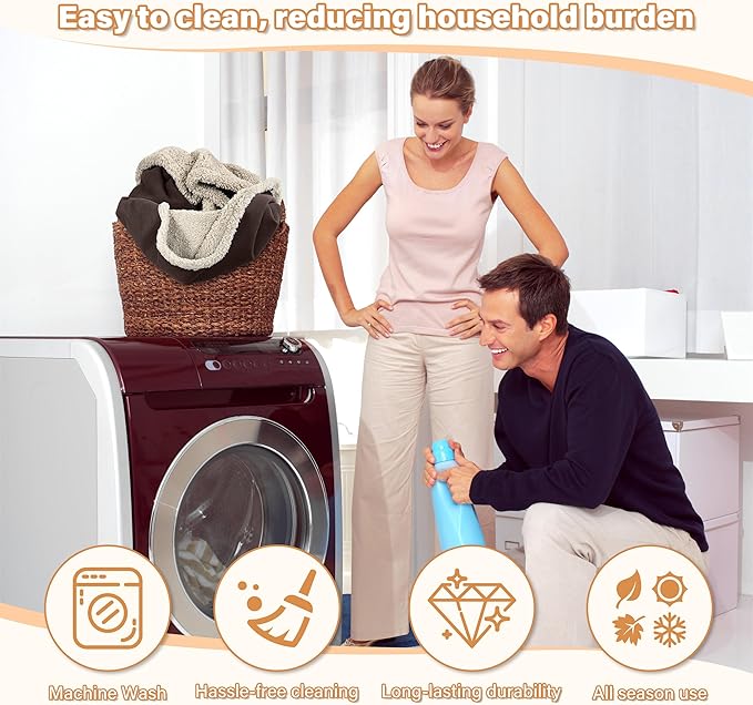 Catalonia Waterproof Blanket Washable Leakproof Bed Cover for Couples Reversible Protector Blanket for Bed Couch Sofa 50X60 inches Brown
