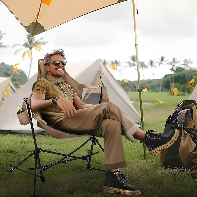 LET'S CAMP Hammock Camping Chair Lightweight Portable Outdoor Chair for Camping and Hiking Supports 300lbs Khaki
