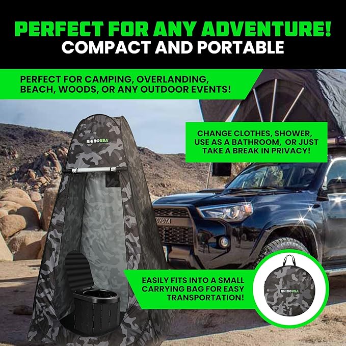 Rhino USA Portable Pop Up Privacy Changing Tent - Ultimate Outdoor Camping Shower Camp Toilet Rain Shelter for Beach and Camping - Lightweight and Sturdy Instant Setup While On-The-Go