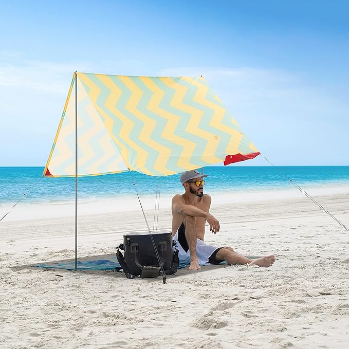 Red Suricata Teepee Beach Tent &amp Beach Canopy for 1-2 Persons UPF50 Sun Beach Shade Sunshade with 2 Aluminum Poles &amp Crossbar 4 Robust Ground Anchor Screws - Compact &amp Lightweight (Akum
