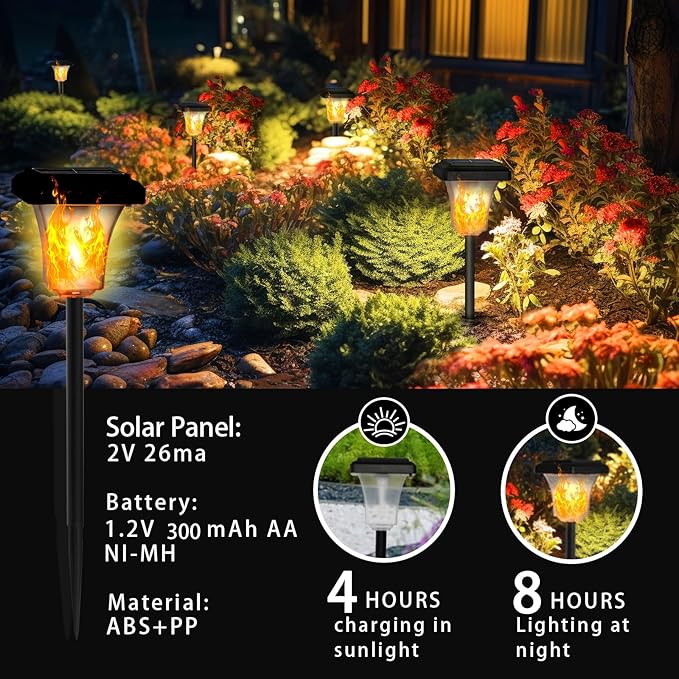 Swingers Solar Lights Outdoorwith Upgraded 2nd-gen Flame techLED Solar Torch Lights with Flickering FlameWaterproof Outdoor Garden Light for Christmas Garden Landscape Path Yard Patio (4)