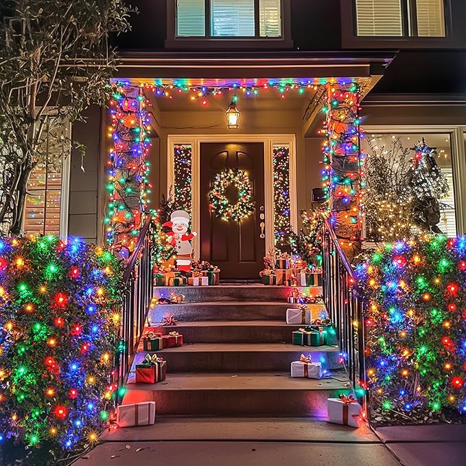 JMEXSUSS 200 LED Christmas Net Lights Plug in 8 Modes 9.8ft x 6.6ft Net Lights Outdoor Mesh Light Waterproof Bush Light for Outside Garden Lawn Yard (Multicolor) (Pack of 6)
