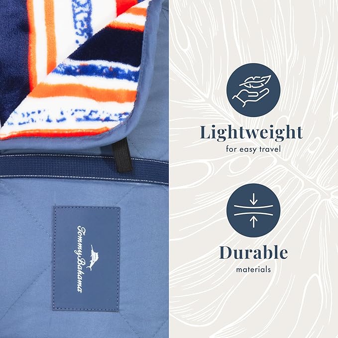 Tommy Bahama Outdoor Waterproof Picnic Blanket - Lightweight Portable Design with Carry Strap - Perfect for The Beach Park Camping Concerts and More 50 x 70