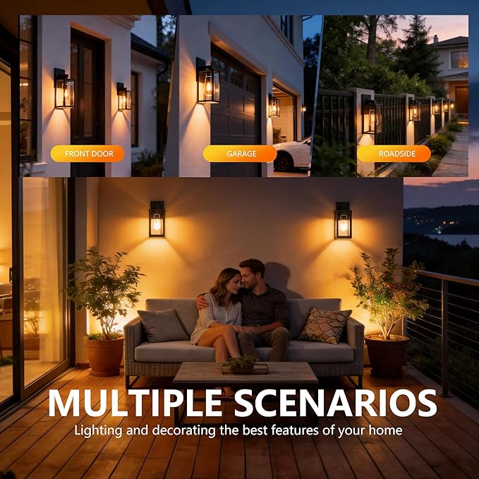 Dawn to Dusk Sensor Outdoor Light Fixture Waterproof Porch Lights Anti-Rust Exterior Wall Lighting Outdoor Wall Lantern for Patio Front Door Garage House