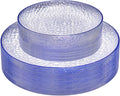 Rubtlamp 60Pcs Blue Easter Plastic Plates Clear Disposable Plates With Blue Rim Heavy Duty Party Plates Hammered Fancy Plates Include 30 Dinner Plates 30 Dessert Plates For St Patricks Day