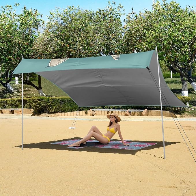 Camping Sun Shelters Cool Cat with Red Frame Glasses Beach Canopy 126 * 110.2in