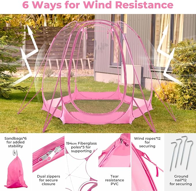 All Weather Proof Pod Pop Up Bubble Tent for 3-8 People Large Oversize Dome House Cold Protection Camping Tent Winter Instant Igloo for Outdoor Activities