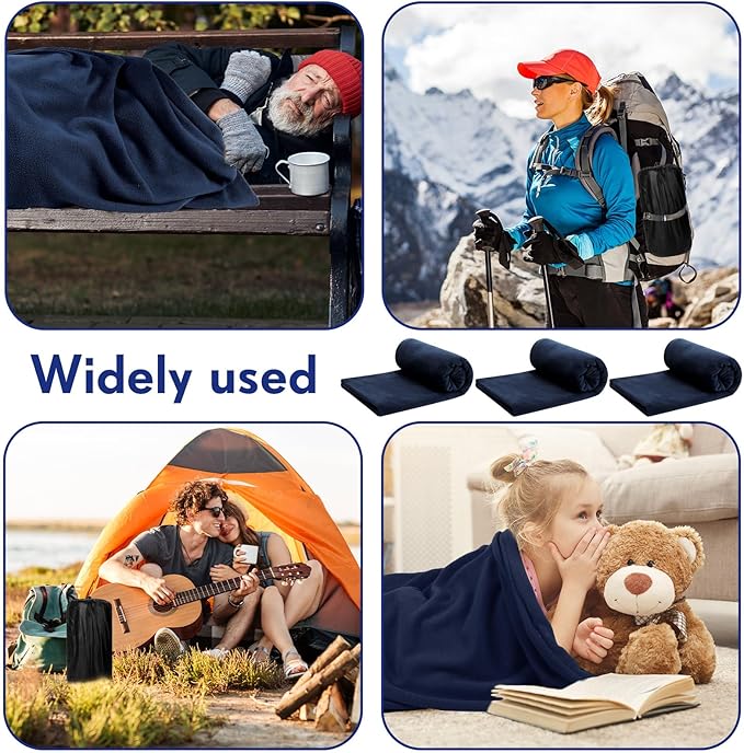Mixweer 3 Pcs Fleece Sleeping Bag Liner for Adult Warm or Cold Weather 75 Adds 12 Degrees Fahrenheit More Warmth Zippered Camping Blanket Liner with Bag for Adult Travel