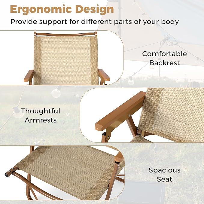 Tangkula Camping Chairs Set of 4 Portable Folding Lawn Chairs with Heavy Duty Aluminum Frame Fabric Seat for Fishing Hiking Picnic Camp 400 LBS Weight Capacity