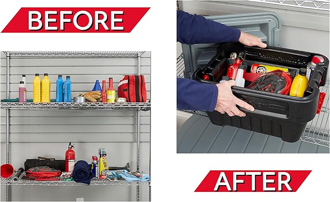 Rubbermaid® ActionPacker®️ 8 Gal Lockable Storage Box Pack of 4 Outdoor Industrial Rugged Grey and Black