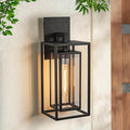 18Ht Modern Industrial Outdoor Wall Light Fixture with Textured Black Anti-Rust Metal and Clear Glass Wet Rated for Exterior House Porch Patio Outside Deck Garage Yard Front Door Garden