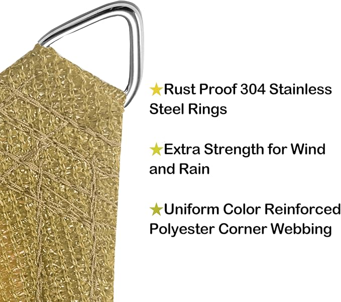 Sun Shade Sails - Shade Cover for Outdoor Playground Pool Deck Driveway - UV Sun Block Fabric (10 x 14 FT Sand)