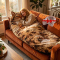 Fluffy Cat Sleeping Bag for Adults Soft Cozy Plush Cat Print Envelope Sleeping Bag for Human 68.89 inch Washable Warm Blanket for Camping Travel and Sleepovers Home