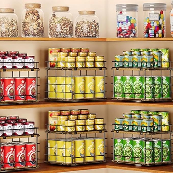 Strong 2 Step Turning Shelf with Open Design for Quick of Stored Goods Food Storage Room Organizing Rack