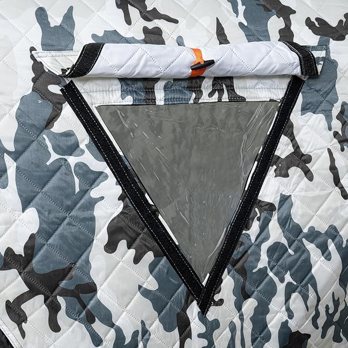 Portable Ice Fishing Tent 3 Person shelter Tent with Windproof Fabric StripsProtect Against Water/Cold Wind 35 Square Feet Insulated Ice Fishing Shelter Area for Ice Fishing
