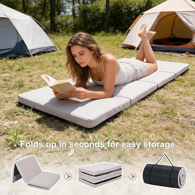 DoCred Oversized Folding Camping Cot with 2” Mattress Heavy Duty Sleeping Cot for Adults Portable Adults Outdoor Bed with Carry Bag Travel Camp Cots