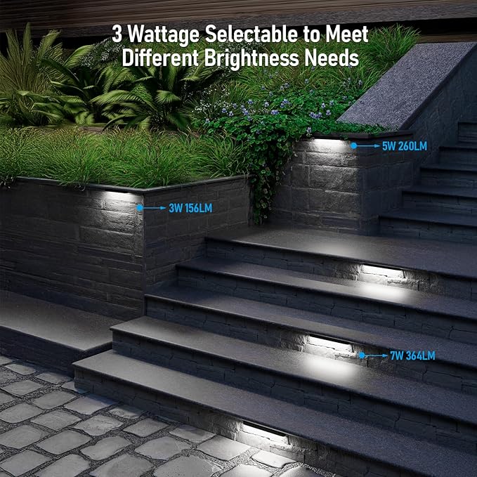 LEONLITE 8-Pack 12 Inch LED Hardscape Lighting Update Retaining Wall Lights LED Landscape Lighting 12-24V AC/DC Paver Light Low Voltage 3W/5W/7W Dimmable Outdoor Step Lights 5000K Daylight ETL