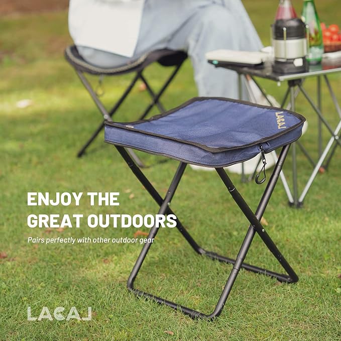 Camping StoolPortable Folding Compact Stool for Outdoor CampHikingPicnic Fishing600D Oxford Cloth Durable Aluminum Frame (Navy 2 Packs)