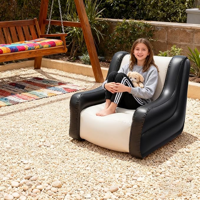 Air Mattress Inflatable Sofa Chair with Armrest for Adults Flodable Blow Up Couch Lounger Portable Air Sofa for Indoor Living Tent Camping Outdoor 37.8x34.65x29.53in