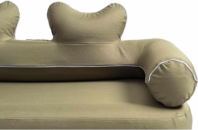 COODY Air Sofa Inflatable Couch for Home &amp Outdoor Blow Up Camping Sofa Built-in Pump Portable Folding Couch Glamping Inflatable Double Chair Movie Loveseat - 61x32x32 (Khaki)