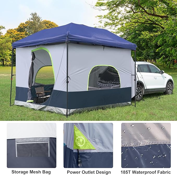 UNP Camping Canopy - Inner Tent - Side Tents - SUV Camping Cube for 10' x 10' Pop Up Canopies (Canopy Pole/Shelter NOT Included) (Dark Blue-SUV Cube Tent)