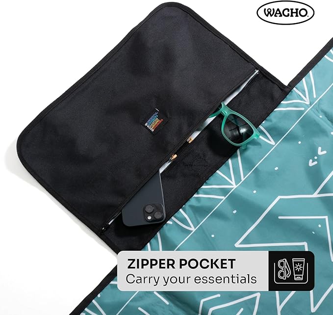 Wacho Waterproof Picnic Blanket – Large Sandproof Outdoor Mat with Carry Bag for Beach Camping Park &amp Travel Foldable Lightweight Easy to Clean &amp Portable Ground Cover for Families
