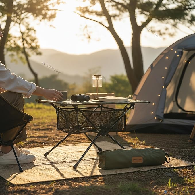 NACETURE Ultralight Backpacking Table - Collapsible Camping Table with Storage Mesh for Camping Gear Accessories Hiking Mountaineering Outdoor Travel