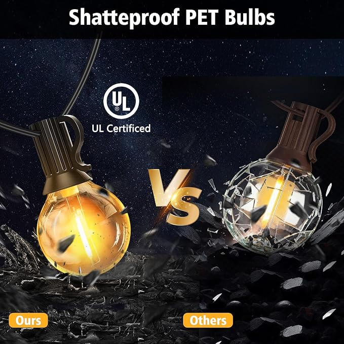 echosari Outdoor String Lights with APP Control 200FT G40 LED String Lights for Outside with 84 Shatterproof Bulbs Hanging Patio Lights for Balcony Apartments Backyard BistroGarden Porch Party