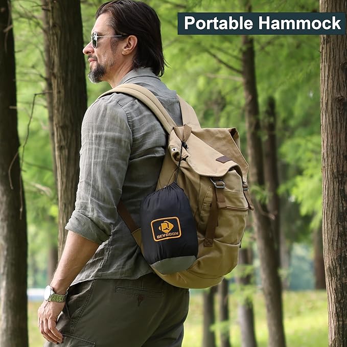 Camping Hammock with NetPortable Lightweight Double Hammocks with Tree Straps and Solid D-Shape CarabinersParachute Nylon Hammock for Backpacking Beach Backyard Patio Hiking Black&ampGrey