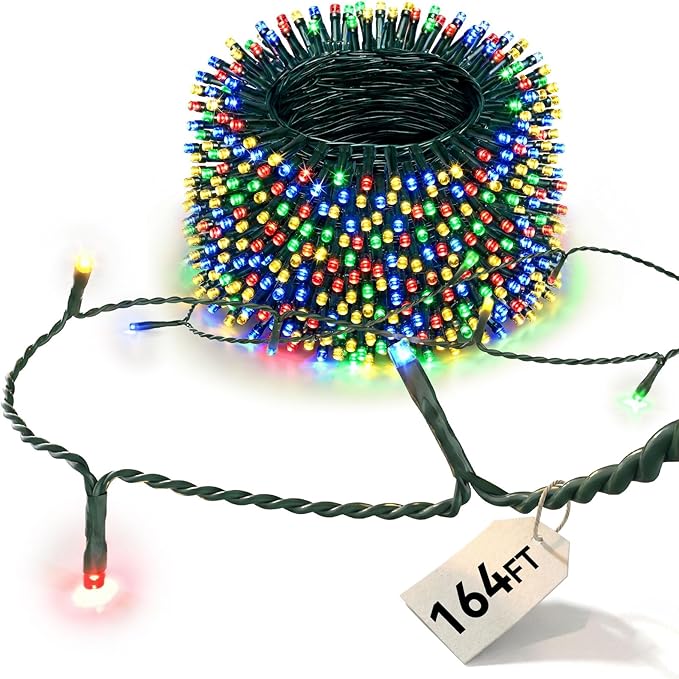 LitHome 164FT 500 LED String Lights Outdoor Waterproof 8 Modes Christmas Lights Plug in Green Wire Multicolor String Light with Timer &amp Memory Function Tree Light Outdoor for Garden Patio Decor