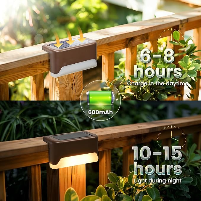 SOLPEX Solar Deck Lights Outdoor Solar Fence Lights Waterproof LED Step Light for Outside Garden Stair Patio Yard Railing Front Porch Balcony Decor(16 Pack Warm White)