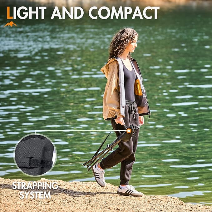 Portal Tall Folding Tripod Stool for Outdoor Camping Walking Hunting Hiking Fishing Travel Support 225 lbs