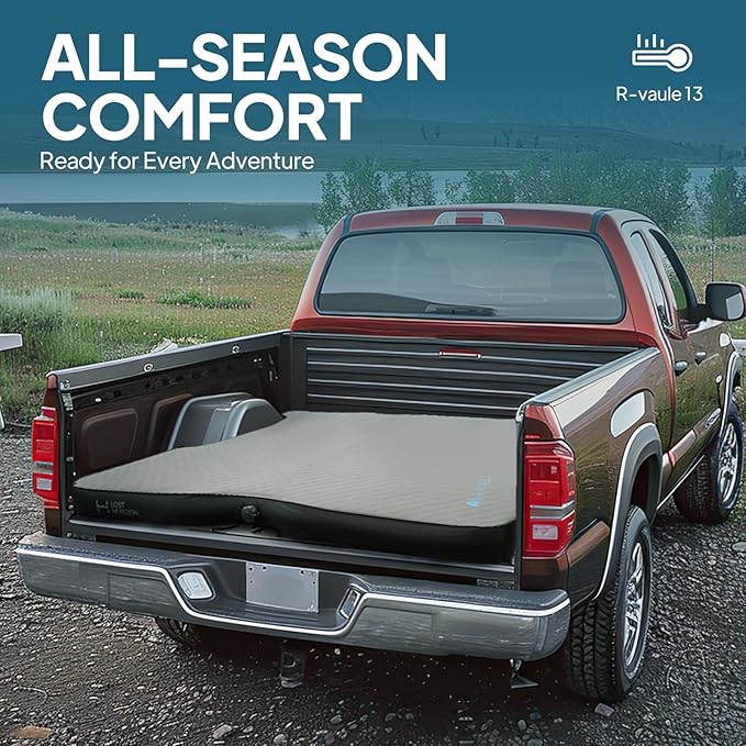 LOSTHORIZON Truck Bed Camping Air Mattress with Foam Self Inflating Sleeping Pad for Full Size 5.5-5.8FT with Pump Sack 4.5 Thick