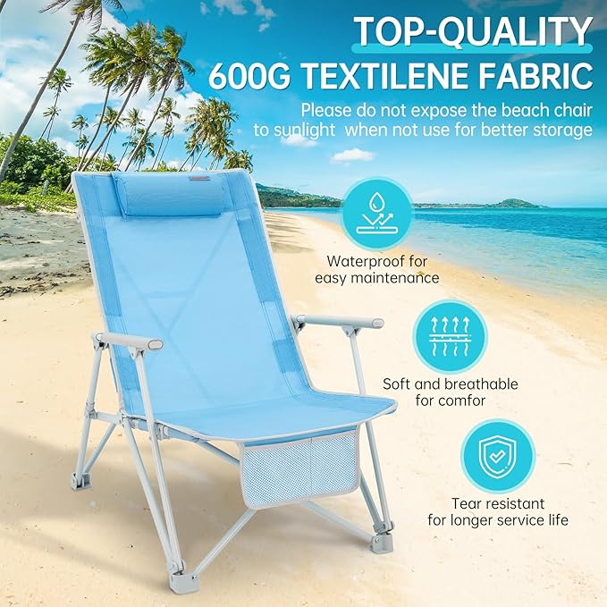 #WEJOY Folding Webbed Lawn Beach Chair - Heavy Duty Portable Outdoor Chair with Hard Armrest for CampingGardenConcertsFestivals and Sand Picnic BBQ265 LBS