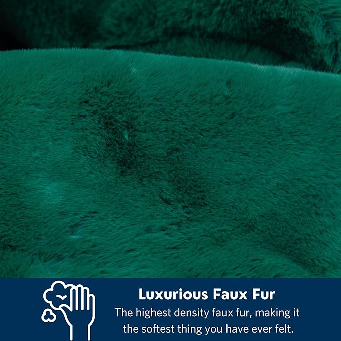 Pretty Rugged Faux Mink Luxe Customizable Long Lap Blanket Waterproof and Reversible Machine Washable Fuzzy Throw Green