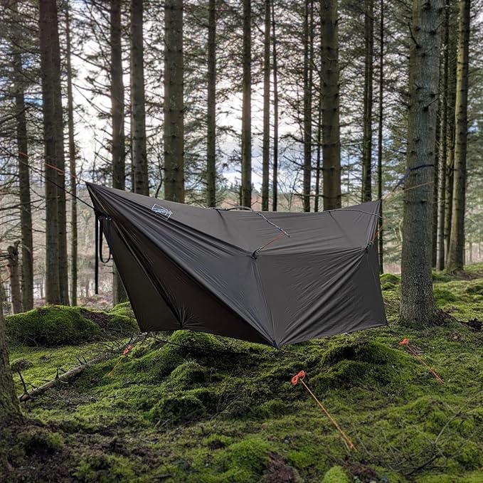 onewind 12×10 ft Hammock Tarp Ultralight Tarp Silnylon Hammock Rain Fly Lightweight Waterproof Camping Tent Tarp with Doors Easy to Setup with Stuff Sack Tent Stakes OD Green