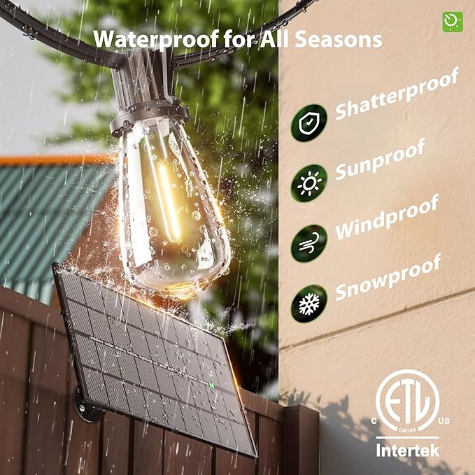 KYY 198FT(192+6) Solar String Lights Outdoor Waterproof with USB Charging &amp Remote Dimmable &amp Timable Solar Powered Patio Lights with LED Shatterproof Bulbs for Deck Backyard Porch Garden Ca