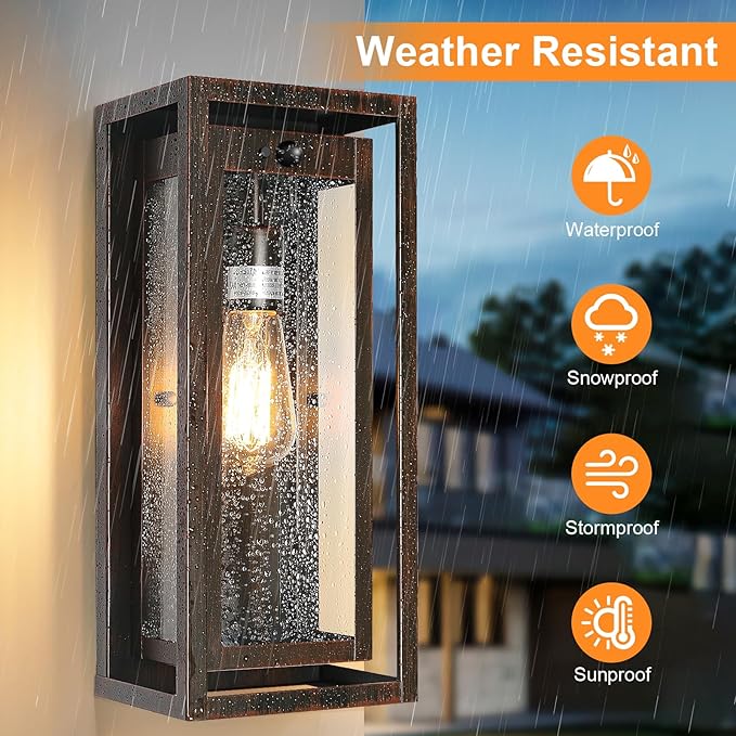 15 Motion Sensor Classic Outdoor Light Fixture Wall Mount 3 Lighting Modes Waterproof Anti-Rust Wall Sconces 2 Pack Exterior Lighting Fixtures for Front Door Porch Garage