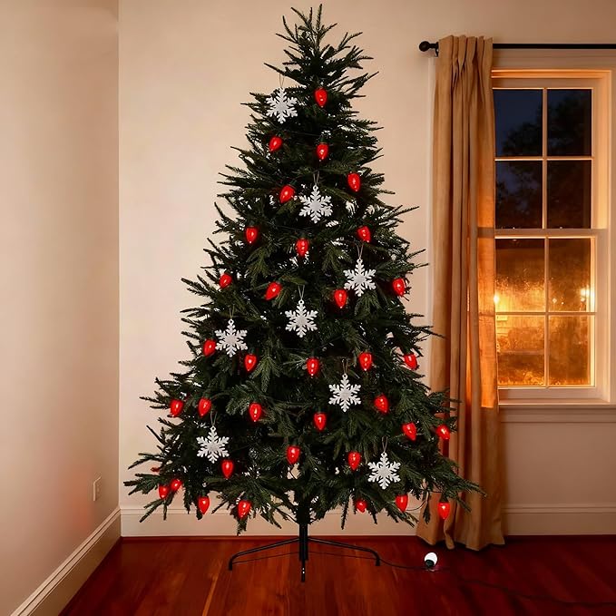 C9 LED Christmas Lights Outdoor33 Feet 50 LED 8 Lighting Modes Waterproof Connectable Christmas String Lights for Outside Roofline Patio Home Xmas Decorations (Red)