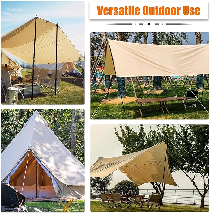 AYAMAYA Tarp Poles - Telescoping Camping Tent Poles Replacement Upgraded 4-Section Heavy Duty Aluminum Rods with Stakes &amp Guylines for Tents Rain Fly Camping Shelter Awning Canopy RV Car Set