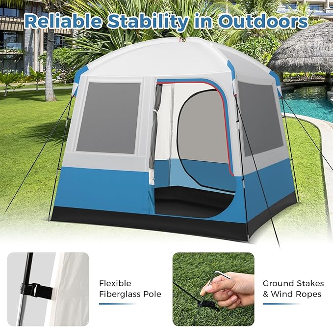 Tangkula 5 Person Camping Tent Portable Backpacking Tent with Removable Rainfly Floor Mat 3 Mesh Walls &amp Zippered Doors Carrying Bag Family Dome Tent for Camping Hiking Traveling Picnic