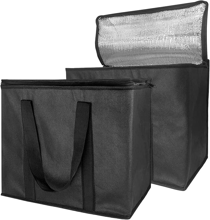 Yalin Set of 2 Large Insulated Collapsible Cooler Bags with Durable Dual Zipper ClosureReusable Grocery Shopping Bags Keep Food Hot or ColdIdeal for InstacartGrocery Transport