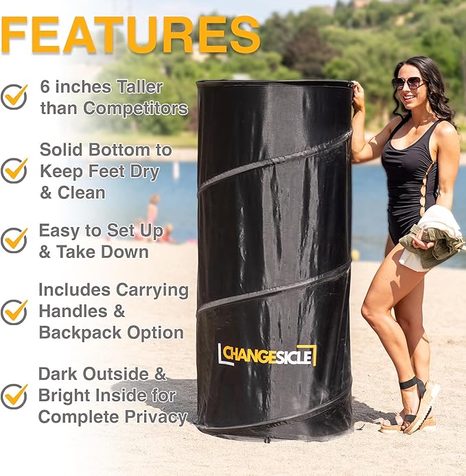 Pop Up Changing Tent with Floor for Beach Car &amp School Sports – Self Standing -Collapsible Portable Privacy Tent for Camping – Tall Waterproof Foldable Compact Dressing Room Tube