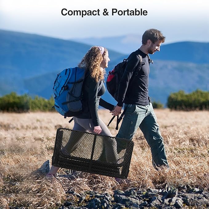 RedSwing Portable Grill Table for Outside Aluminum Square Folding Grill Stand Table for Outdoor Camping Picnic BBQ Lightweight Adjustable Height 24x24 Black