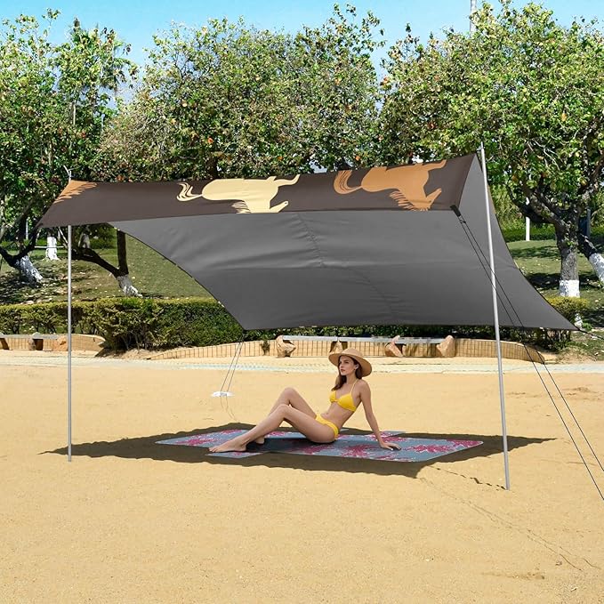 Animal HorseCamping Sun Shelters 9.2 x 10.5 FT Beach Canopy Tent Sun Shade with Carrying Bag for Camping Trips Fishing Backyard Fun or Picnics 21341673