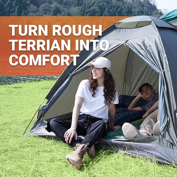 KingCamp Sleeping Pad for Camping Inflatable Sleeping Pad Ultralight Connectable Camping Mattress with Pillow Built-in Foot Pump for Backpacking Hiking Tent Cot (Grey)