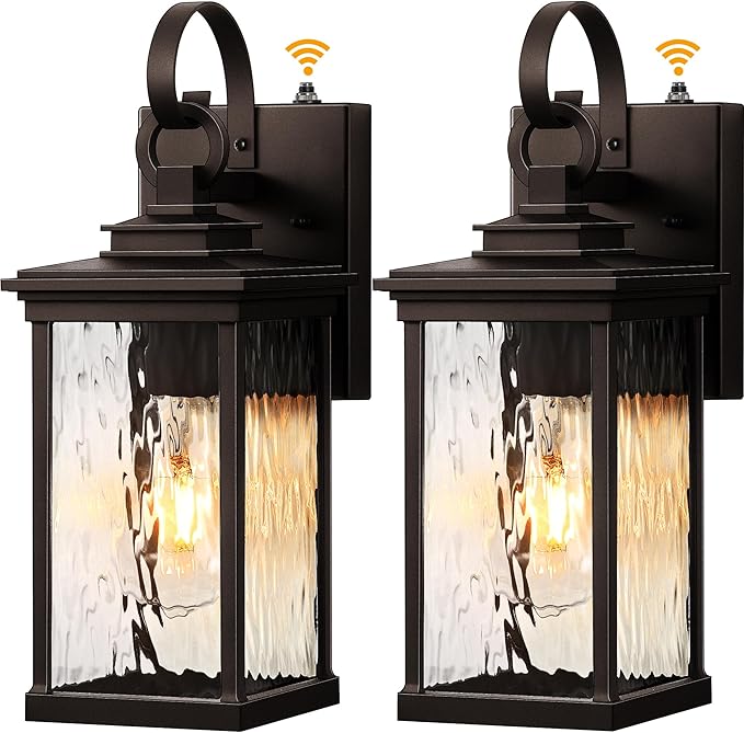 VIANIS 2 Pack Dusk to Dawn Outdoor Wall Sconce Oil Rubbed Bronze Farmhouse Exterior Lighting Fixtures Wall Mount for House 100% Aluminum Waterproof Outside Porch Light for Garage Patio